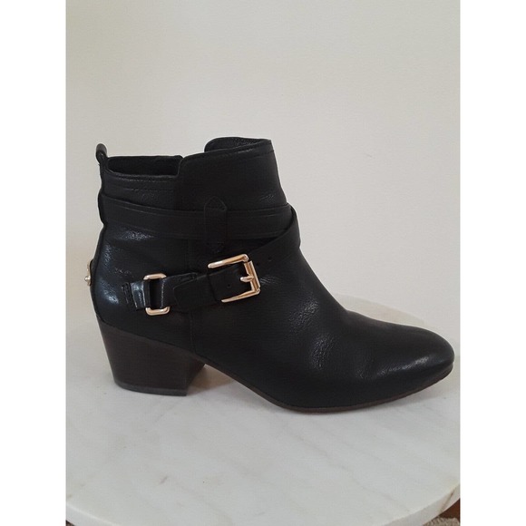 Womens Coach New York Pauline Black Leather & Suede Ankle Booties Emblem NWOT - Picture 4 of 12